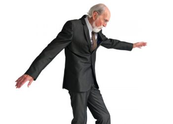 Old man on tightrope