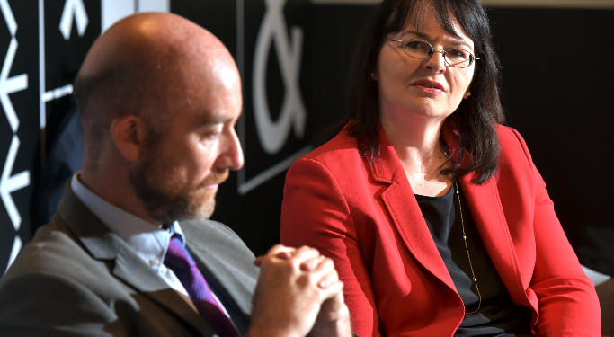 PIB's Clare Dare and Lifesearch's Alan Richardson