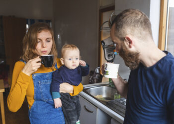 Family in the kitchen at home