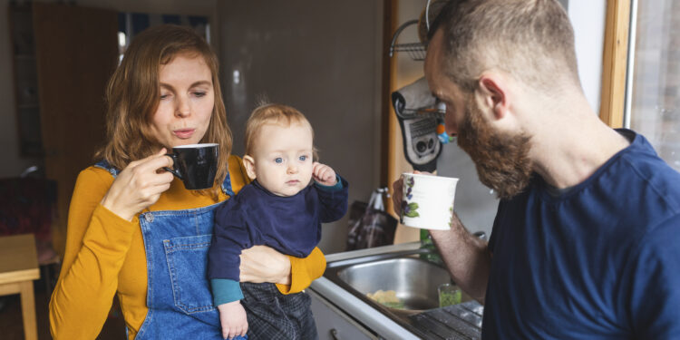 Family in the kitchen at home