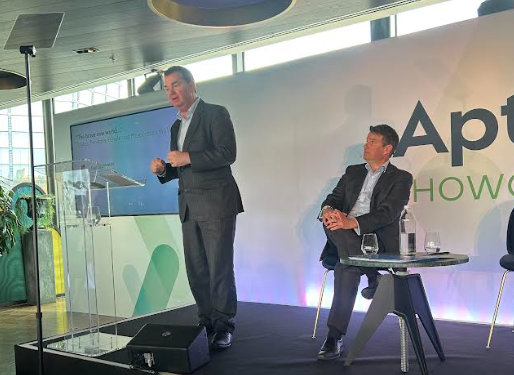 Guy Opperman speaks at an Aptia event